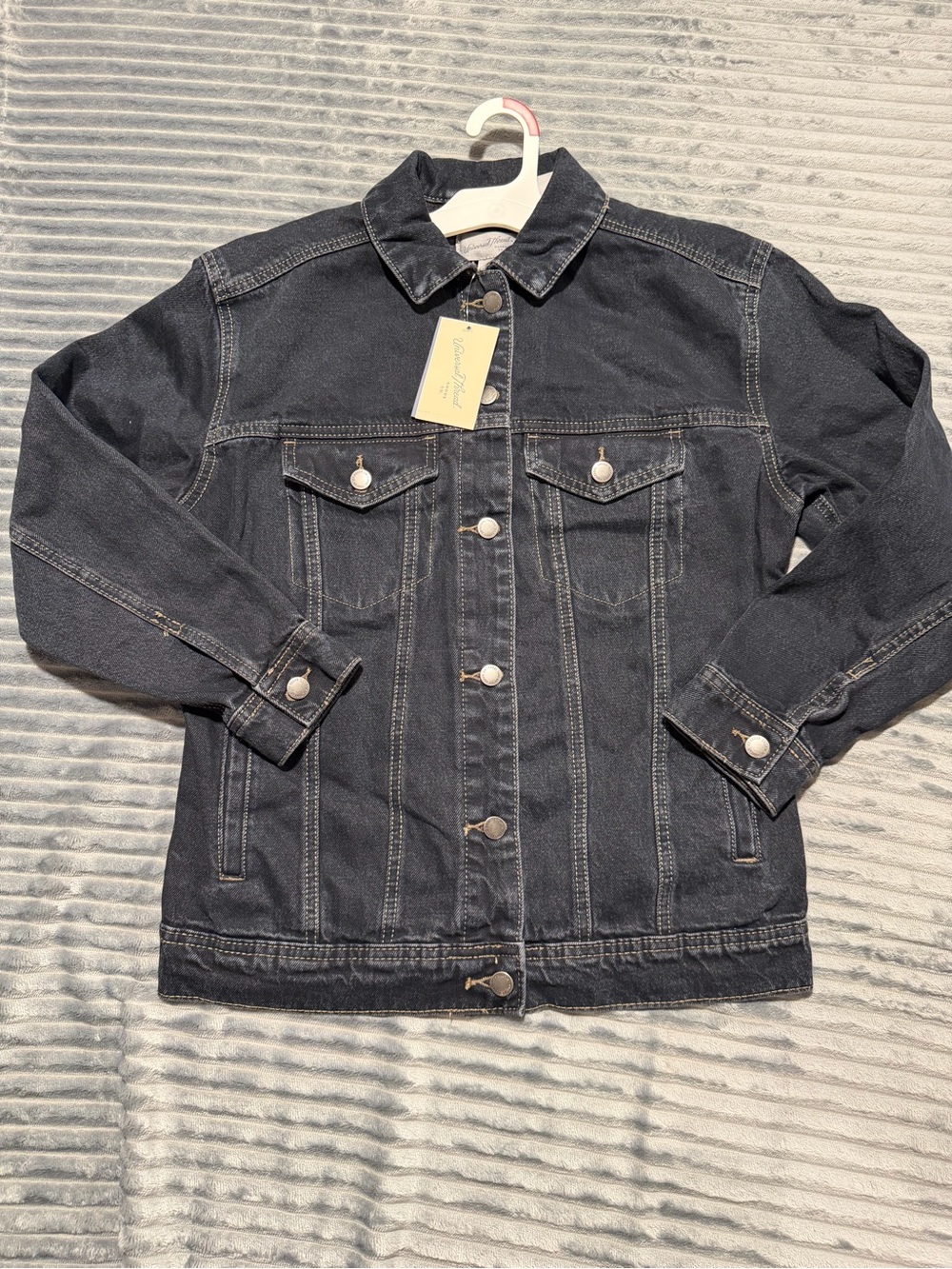 Universal Thread Black Denim Jean Jacket with Button Front